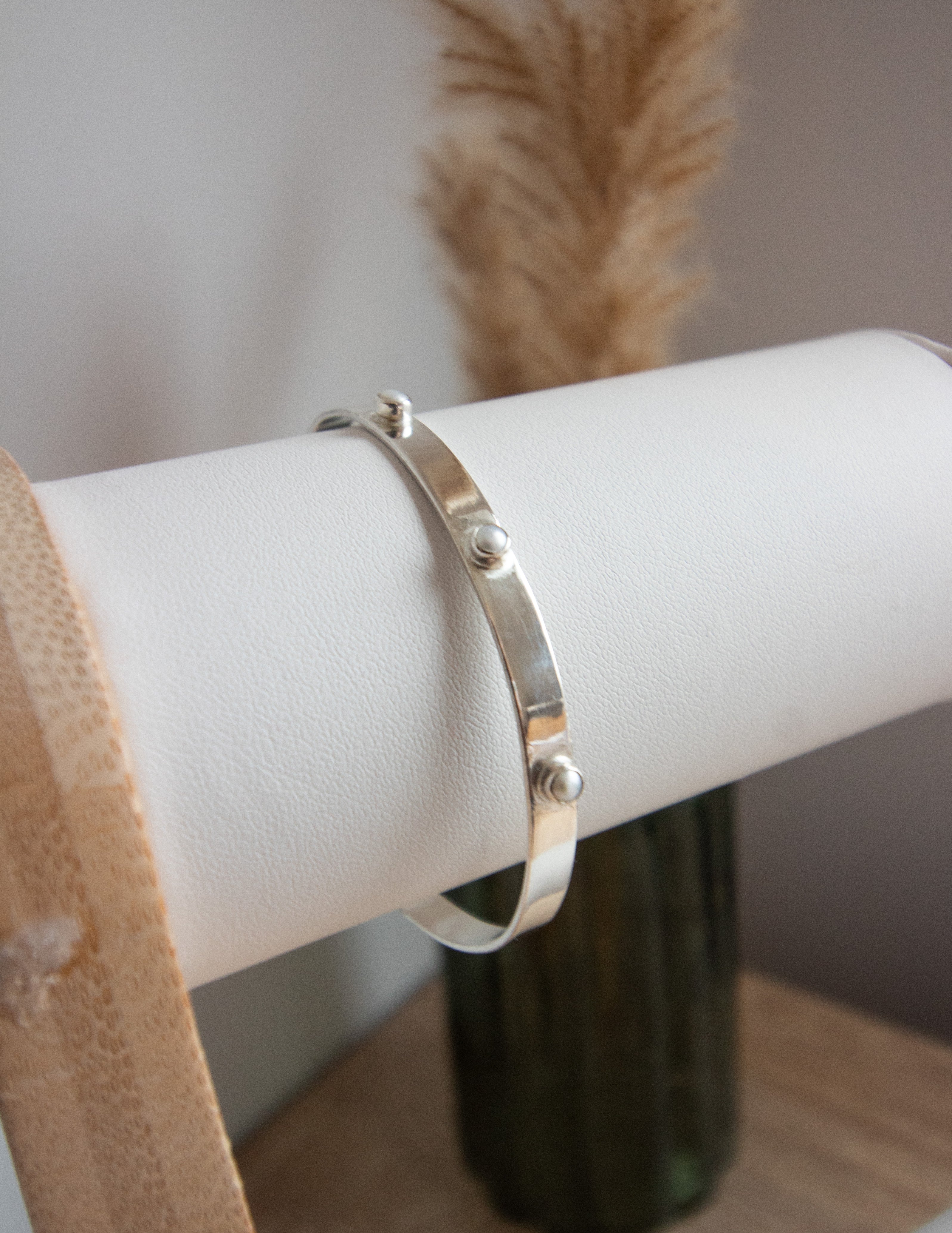 Three wish Pearl cuff bangle