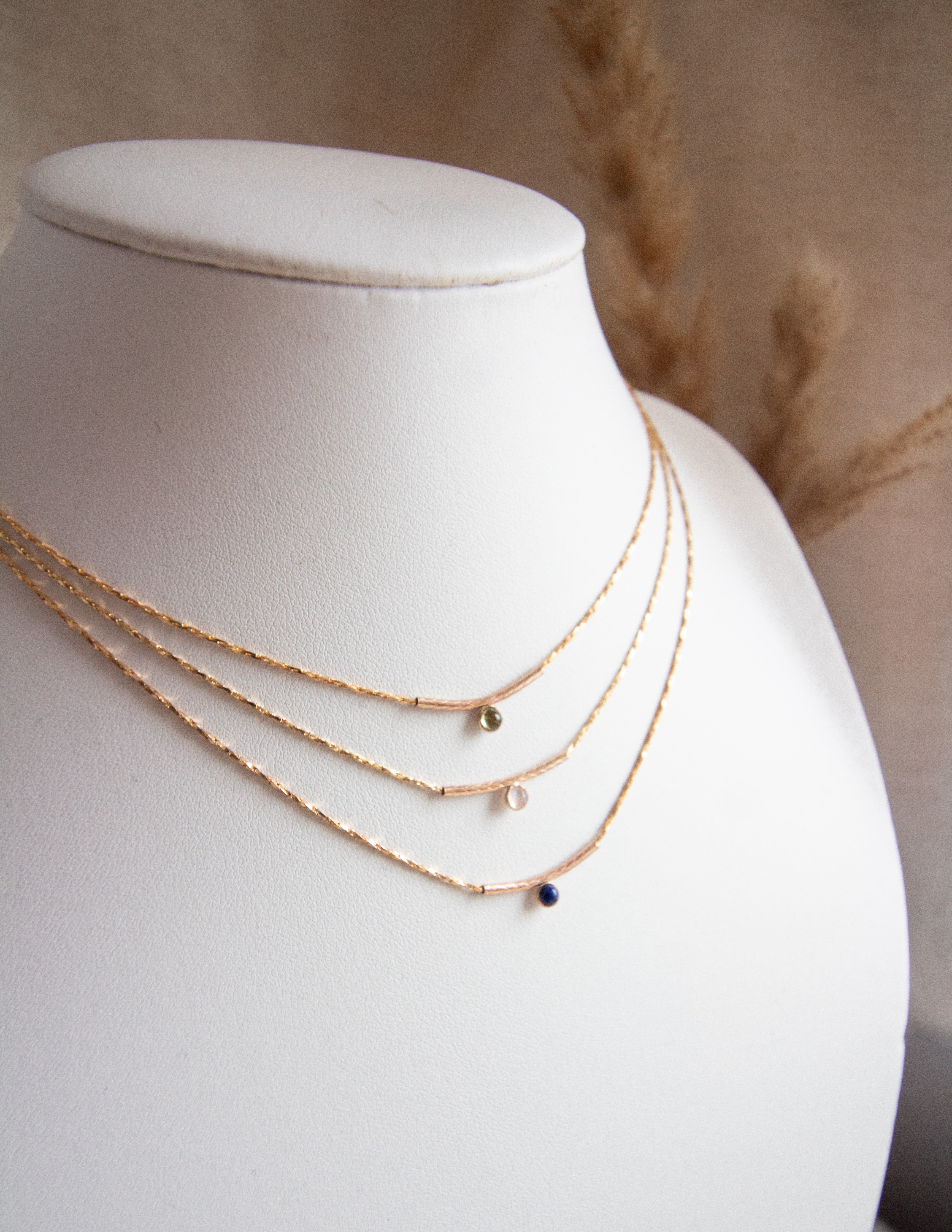 Birthstone tube 14k Goldfilled necklace