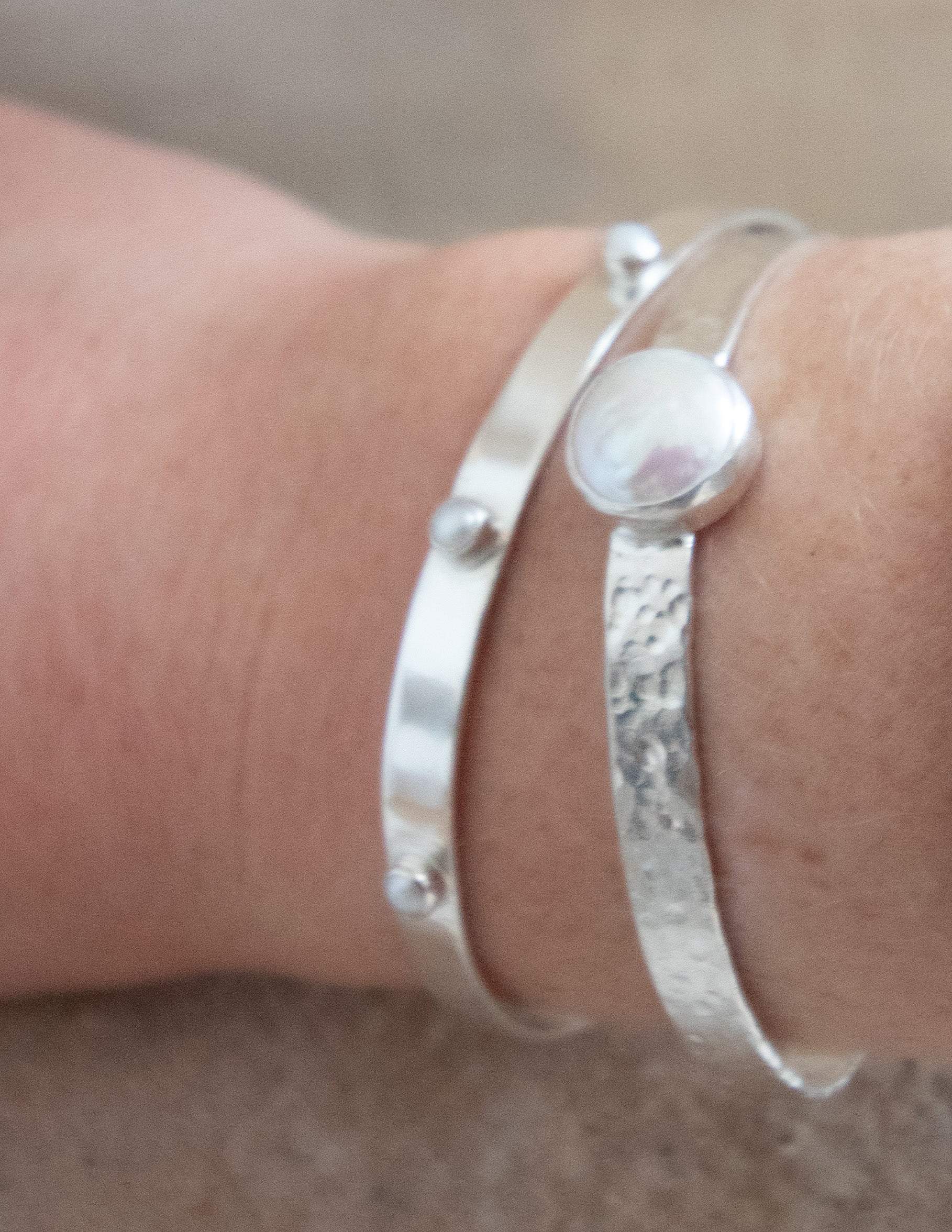 Three wish Pearl cuff bangle