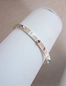 Initial, birthstone cuff bangle