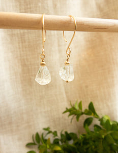 Clear Quartz crystal gold filled earrings