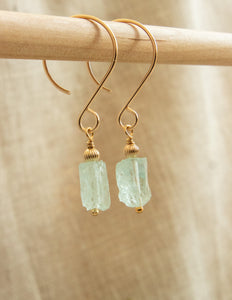 Aquamarine crystal gold filled earrings