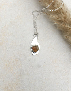 Organic Citrine crystal unisex necklace