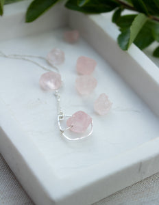 Rose Quartz crystal bell pendant necklace