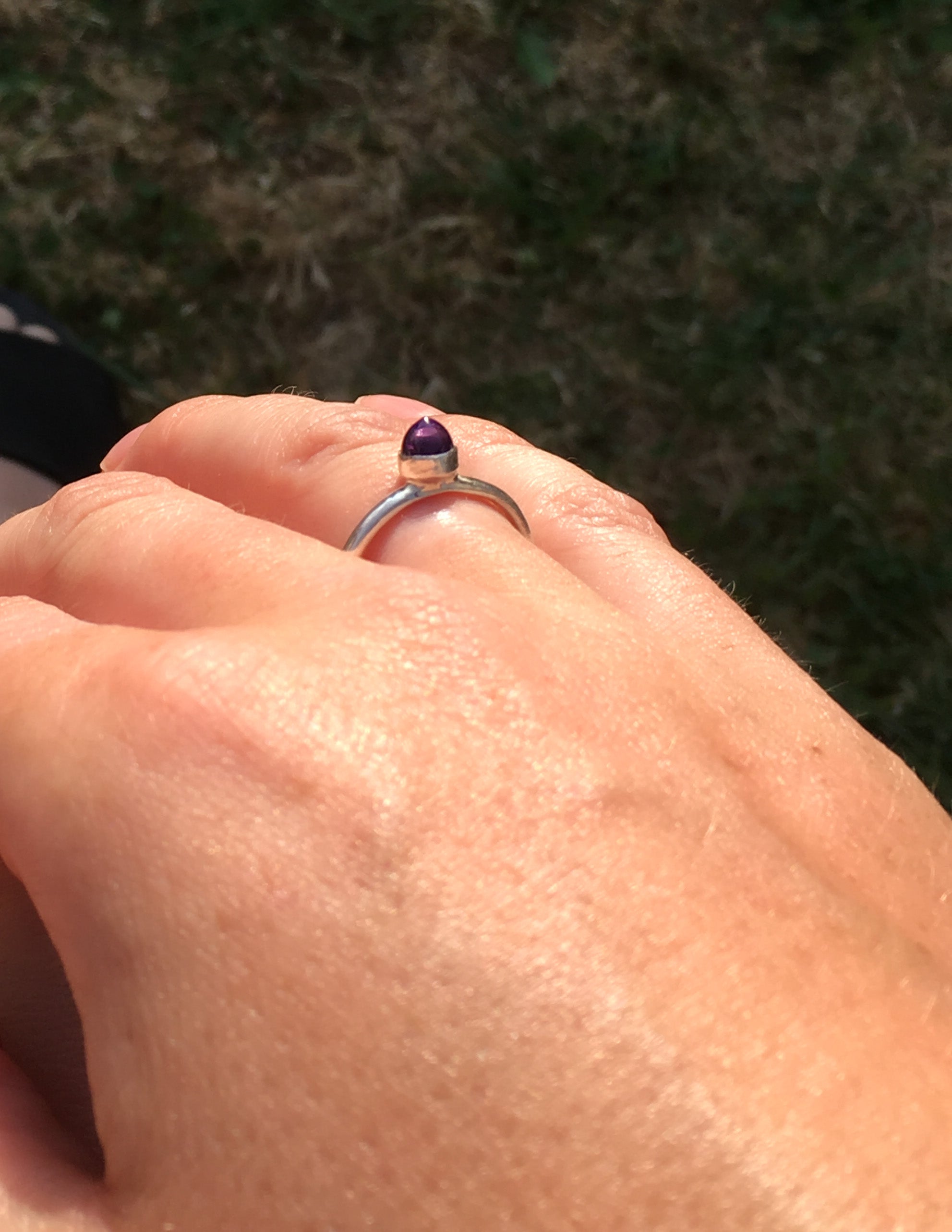 Amethyst bullet band ring