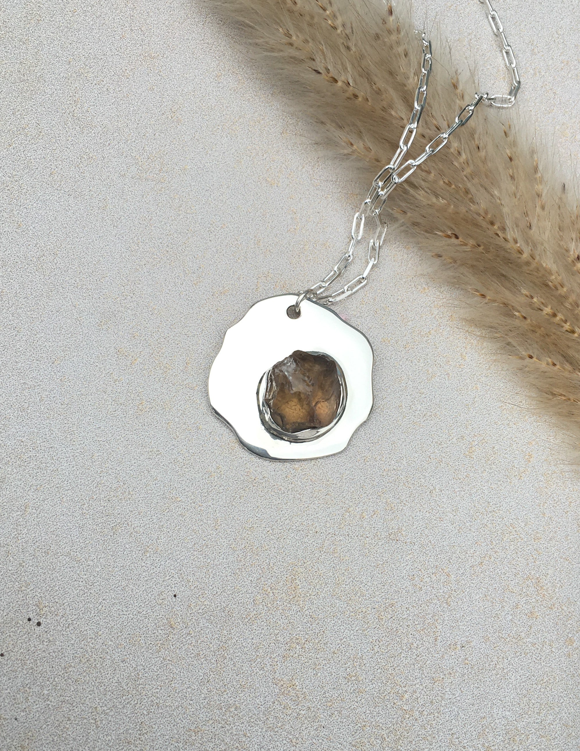 Organic Citrine crystal unisex necklace