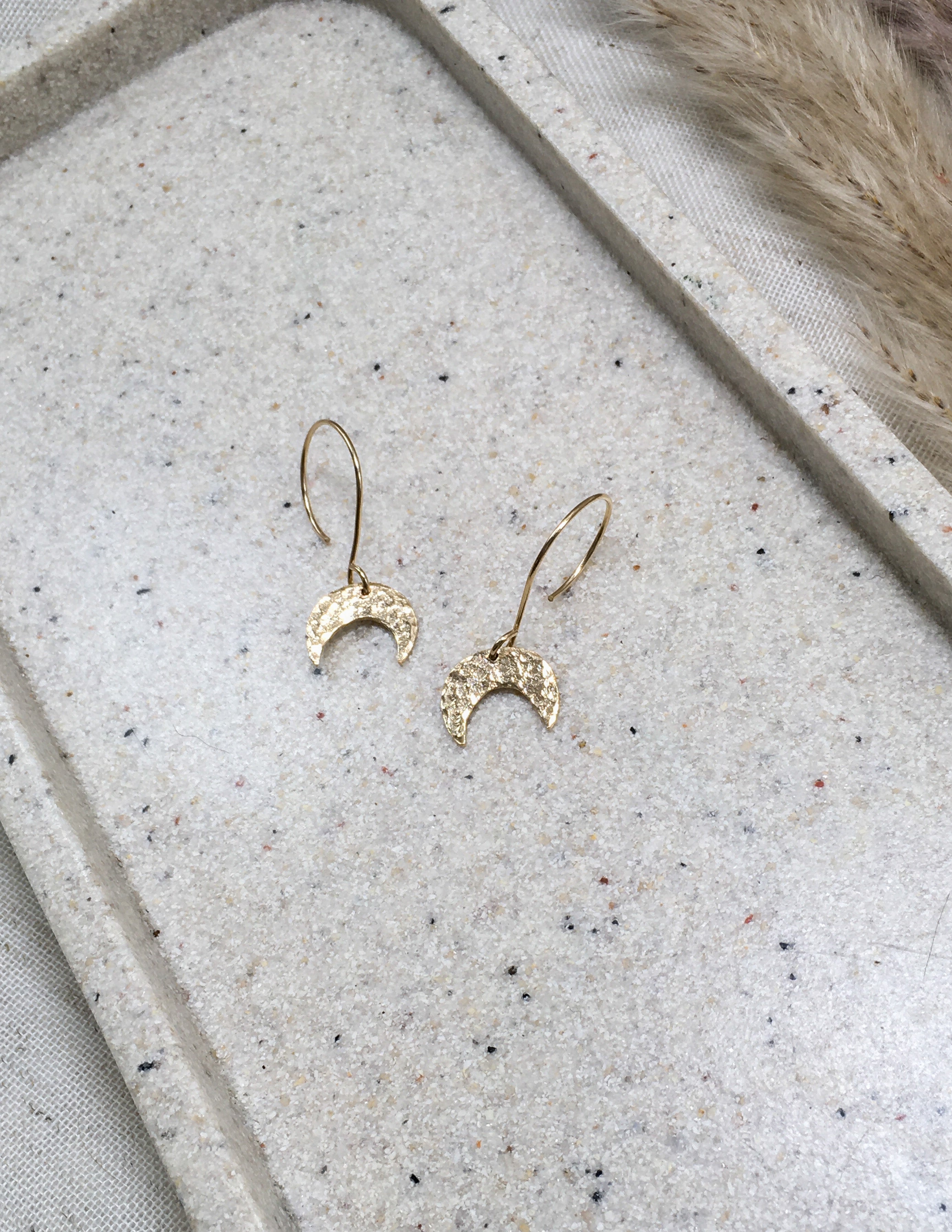 Crescent moon 14k Goldfilled hammered earrings