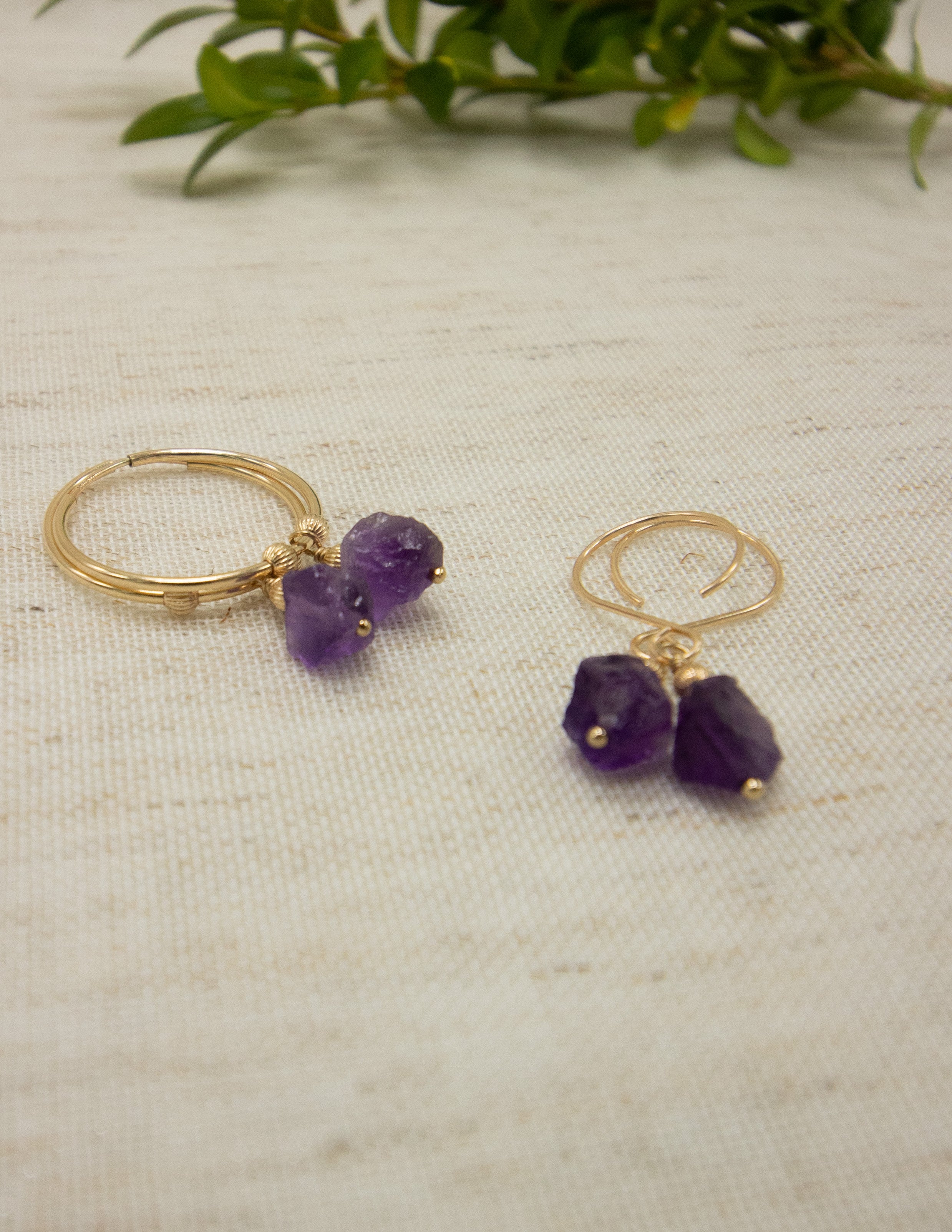 Amethyst crystal 14k gold filled earrings