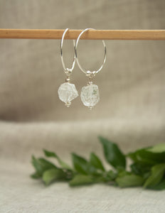 Clear Quartz crystal hoop earrings