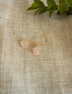 Rose Quartz crystal gold filled earrings