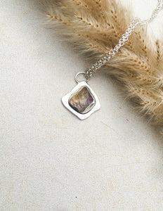 Organic Fluorite crystal unisex necklace