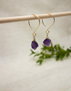 Amethyst crystal 14k gold filled earrings