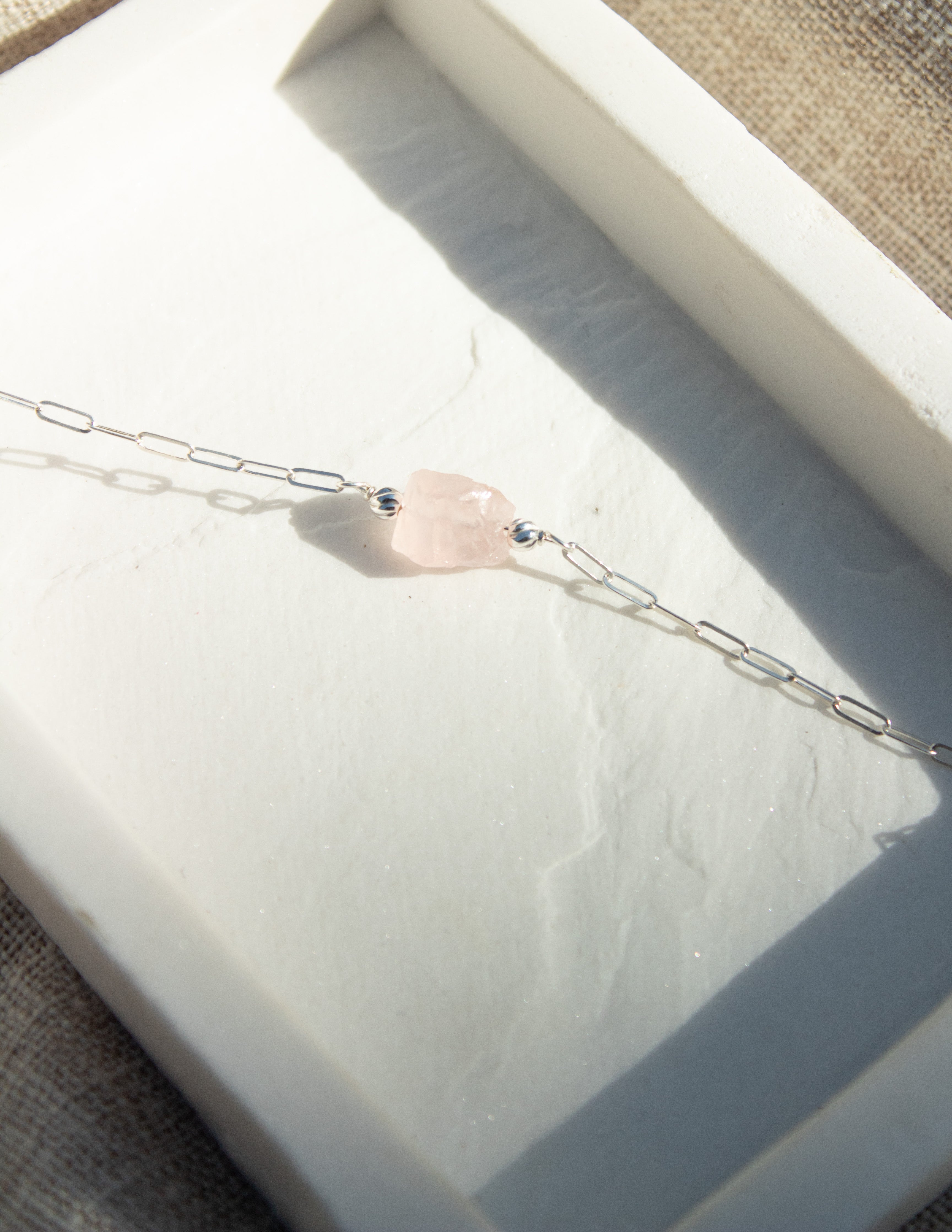 Rose Quartz crystal anklet