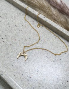 Crescent moon hammered 14k Goldfilled necklace