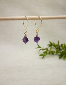 Amethyst crystal 14k gold filled earrings