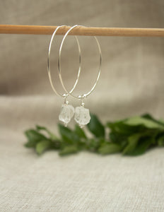 Clear Quartz crystal hoop earrings