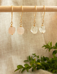 Clear Quartz crystal gold filled earrings