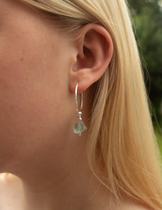 Aquamarine crystal hoop earrings