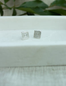 Square geometric pattern stud earrings