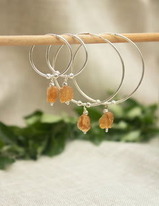 Citrine crystal hoop earrings