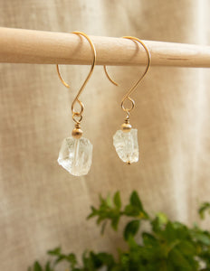 Clear Quartz crystal gold filled earrings