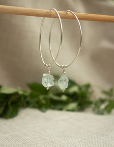 Aquamarine crystal hoop earrings