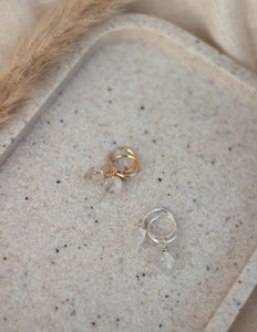 Mini raw Clear Quartz hoops