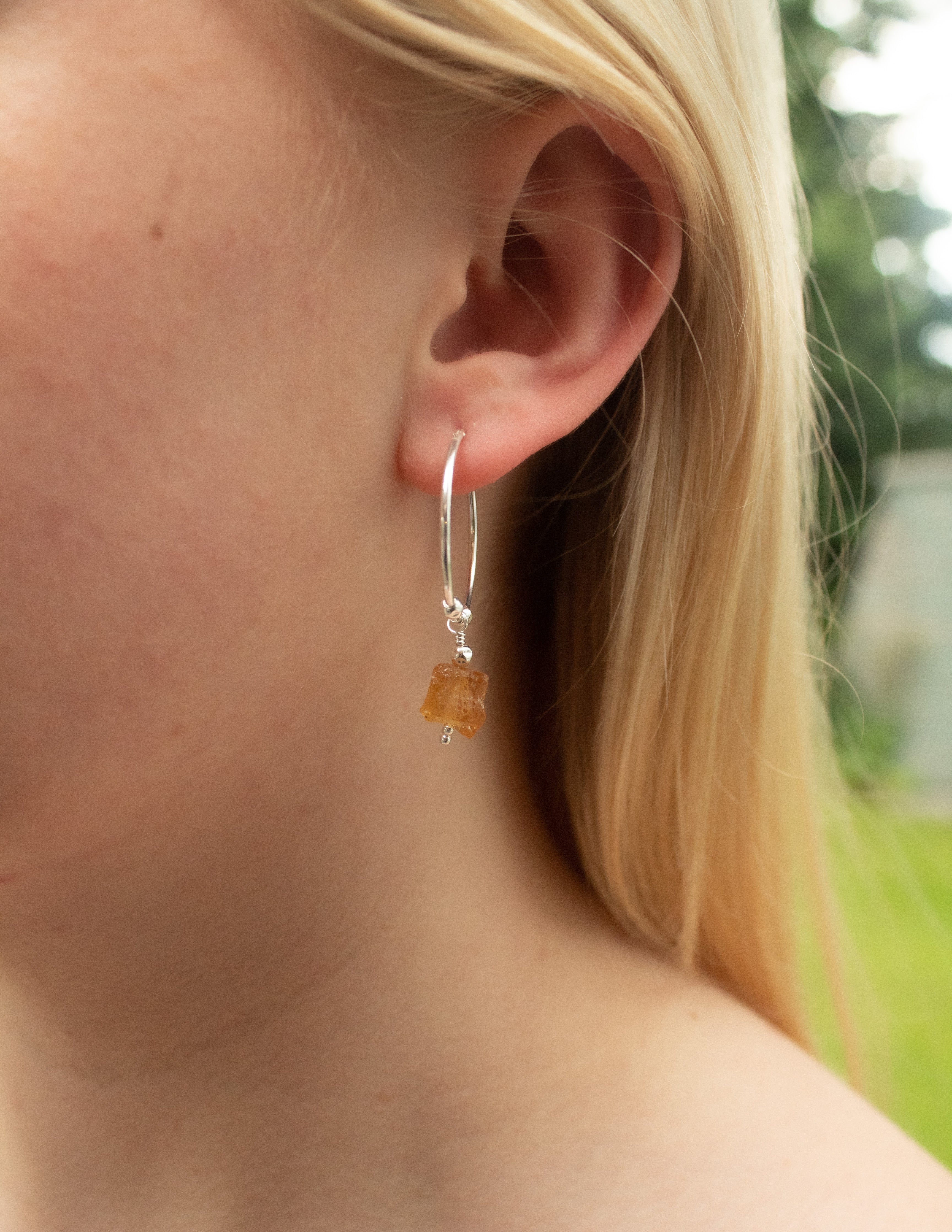 Citrine crystal hoop earrings