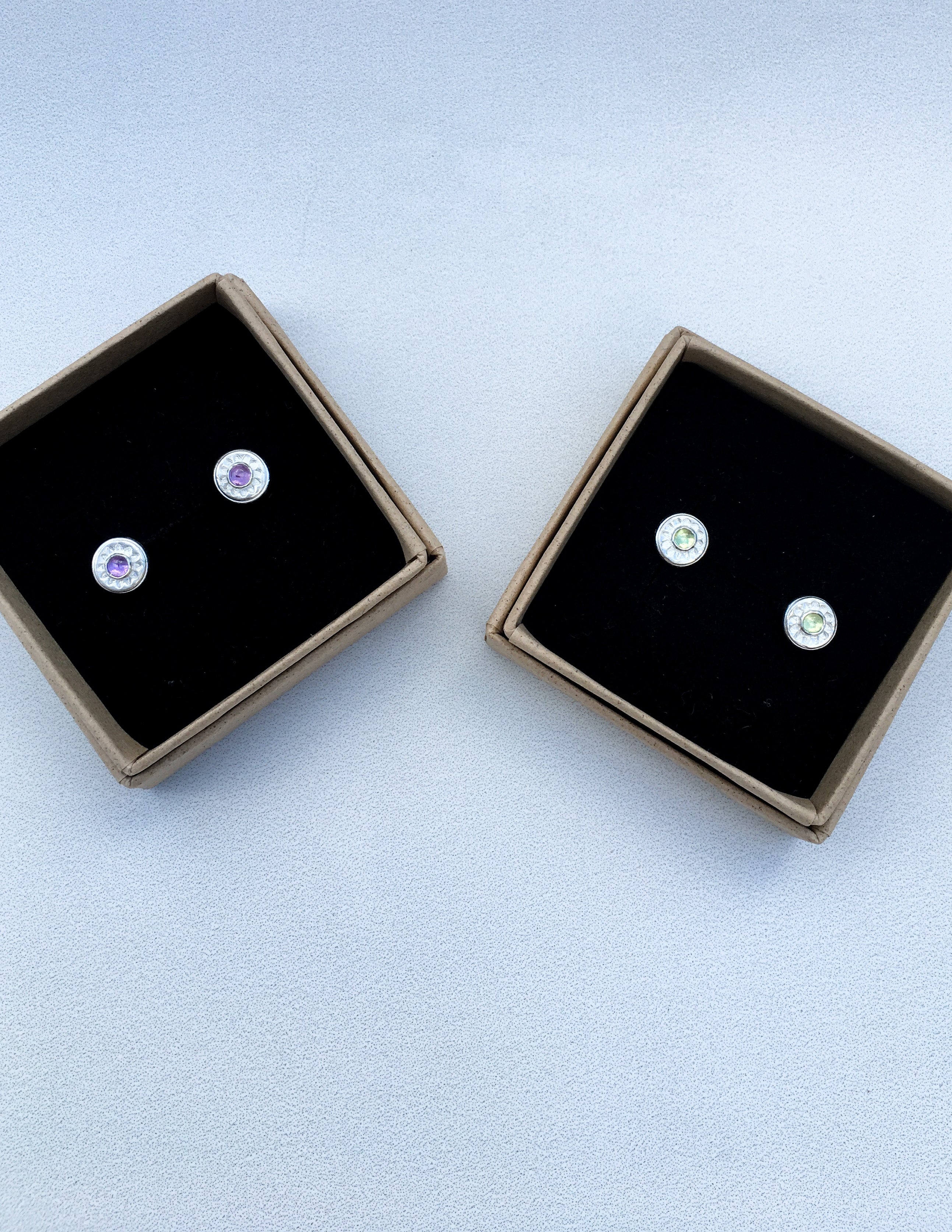 Tiny flower birthstone stud earrings