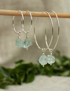 Aquamarine crystal hoop earrings