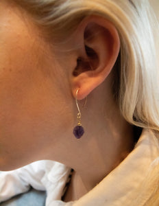 Amethyst crystal 14k gold filled earrings