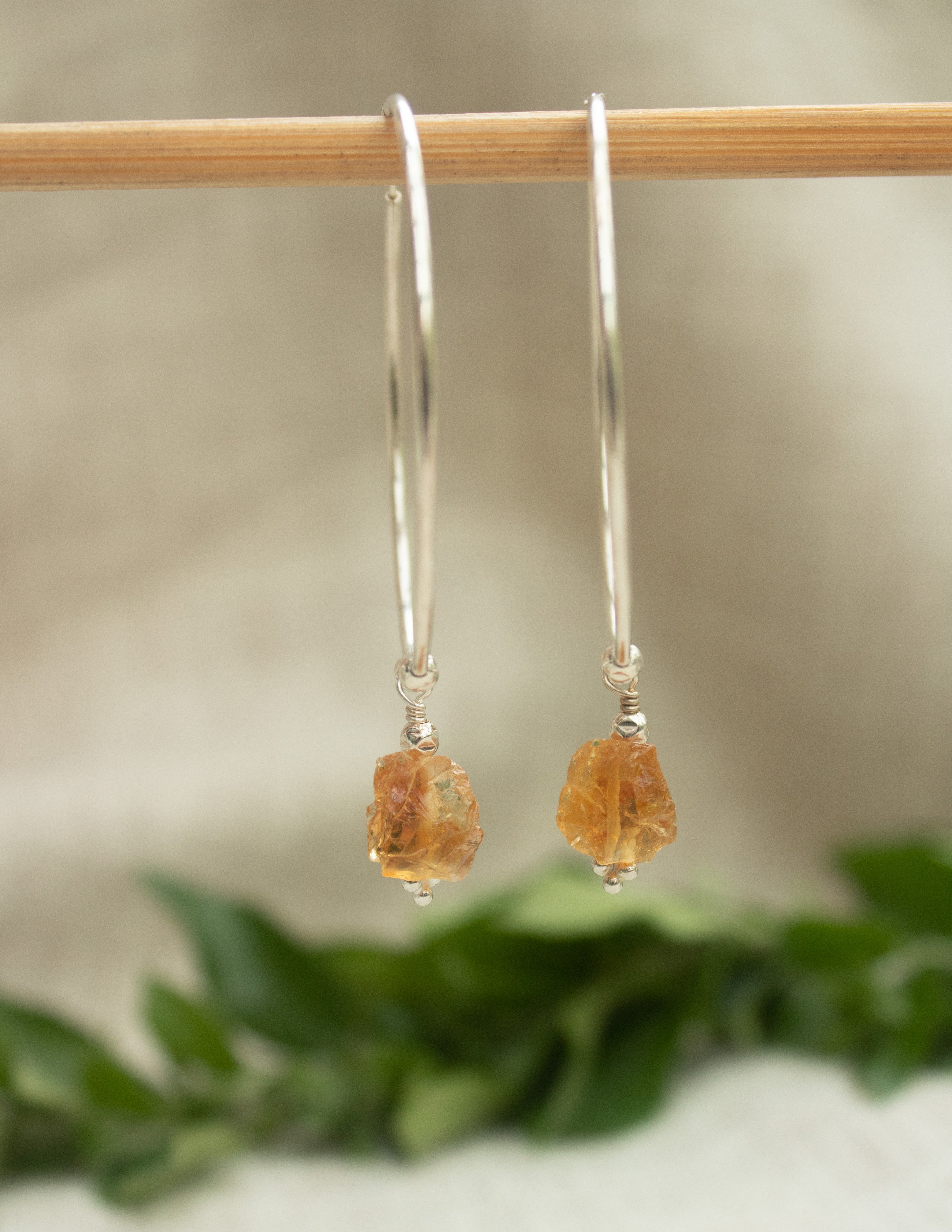 Citrine crystal hoop earrings