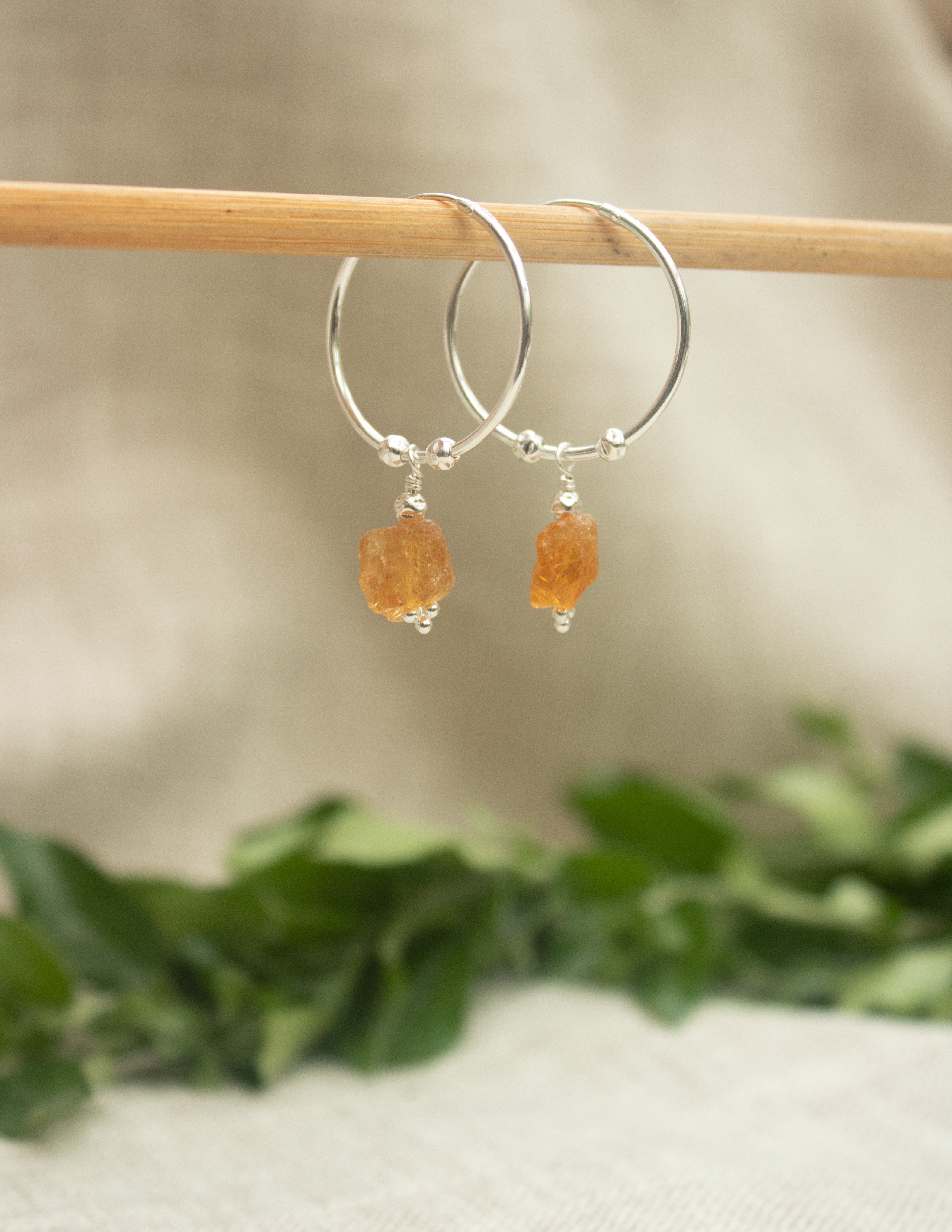 Citrine crystal hoop earrings