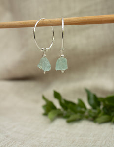 Aquamarine crystal hoop earrings