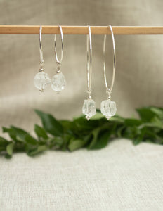 Clear Quartz crystal hoop earrings