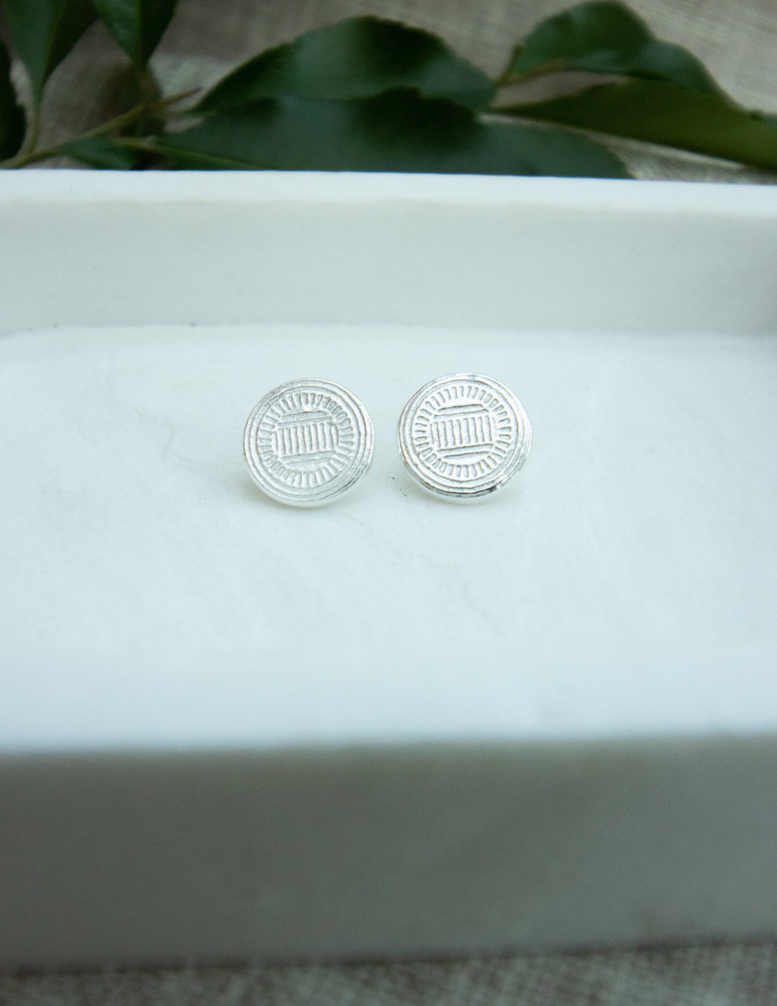 Empress coin sterling silver stud earrings