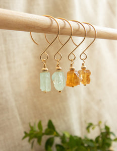 Aquamarine crystal gold filled earrings