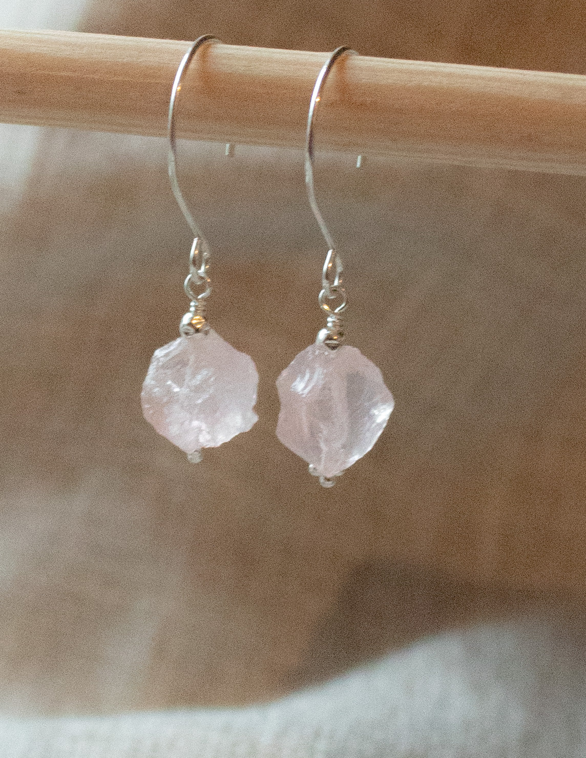 Rose Quartz crystal earrings