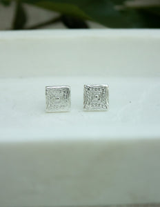 Square geometric pattern stud earrings