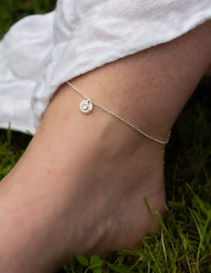 Small flower birthstone ankle bracelet