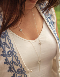 Disc-tassel long chain necklace - BlossomJewellery