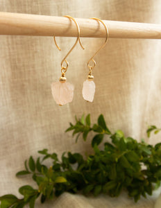 Rose Quartz crystal gold filled earrings