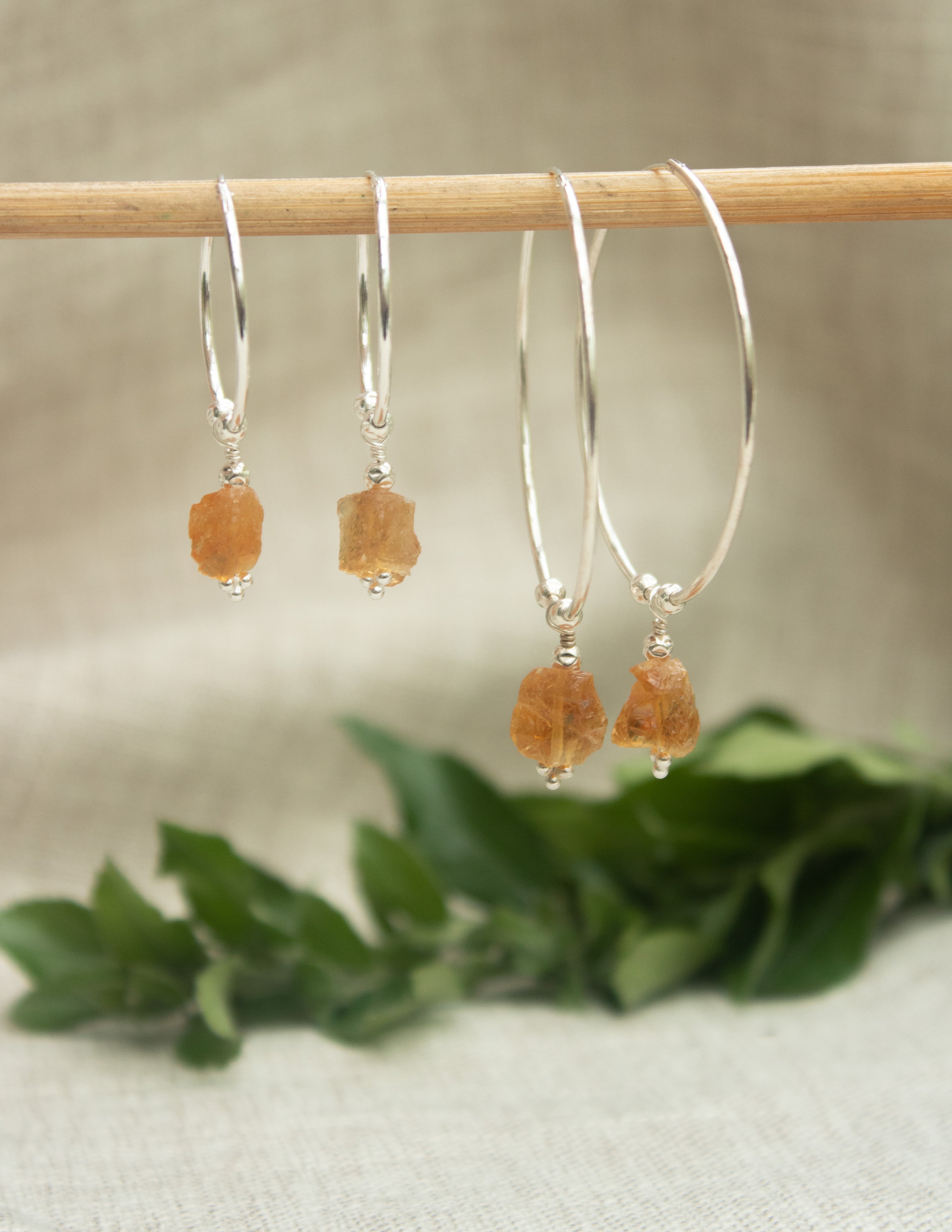 Citrine crystal hoop earrings