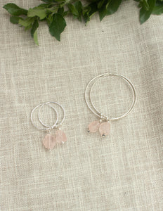 Rose Quartz crystal hoop earrings