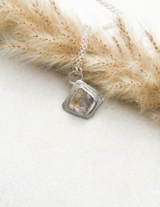 Organic Fluorite crystal unisex necklace