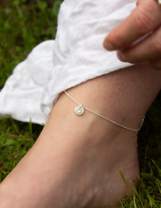 Small flower birthstone ankle bracelet