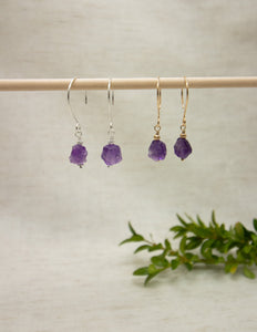 Amethyst crystal 14k gold filled earrings