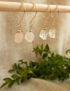 Rose Quartz crystal gold filled earrings