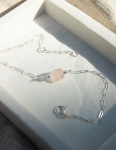 Rose Quartz crystal anklet