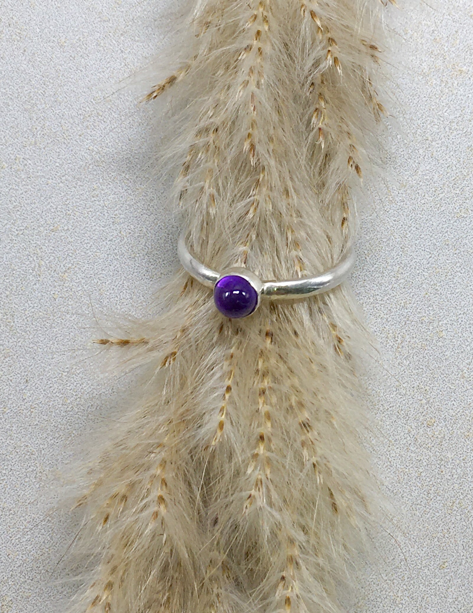 Amethyst bullet band ring